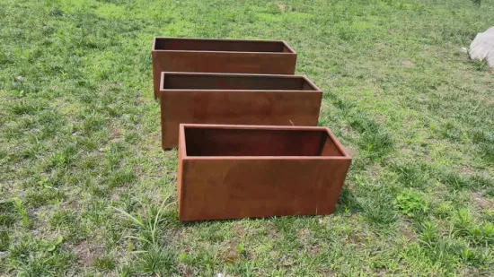 Rectangular Metal Corten Steel Rusty Garden Decoration Nursery Planter