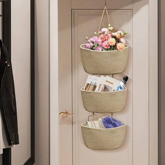 Hanging Basket Woven Cotton Storage Basket Wall